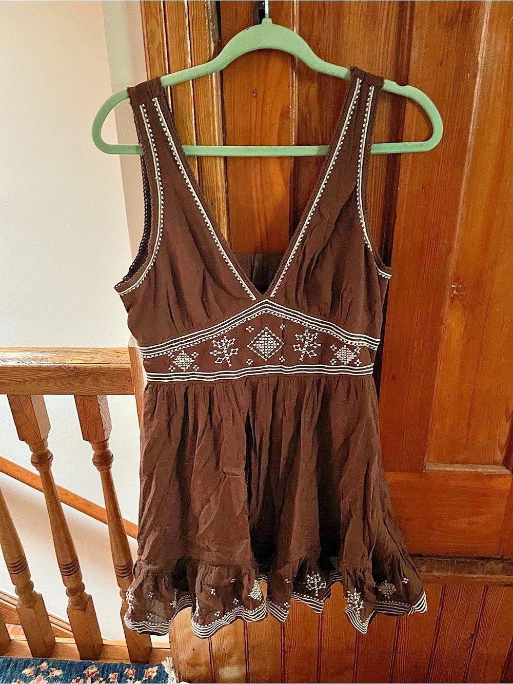 American Eagle Embroidered Mini Dress in Brown Size Medium